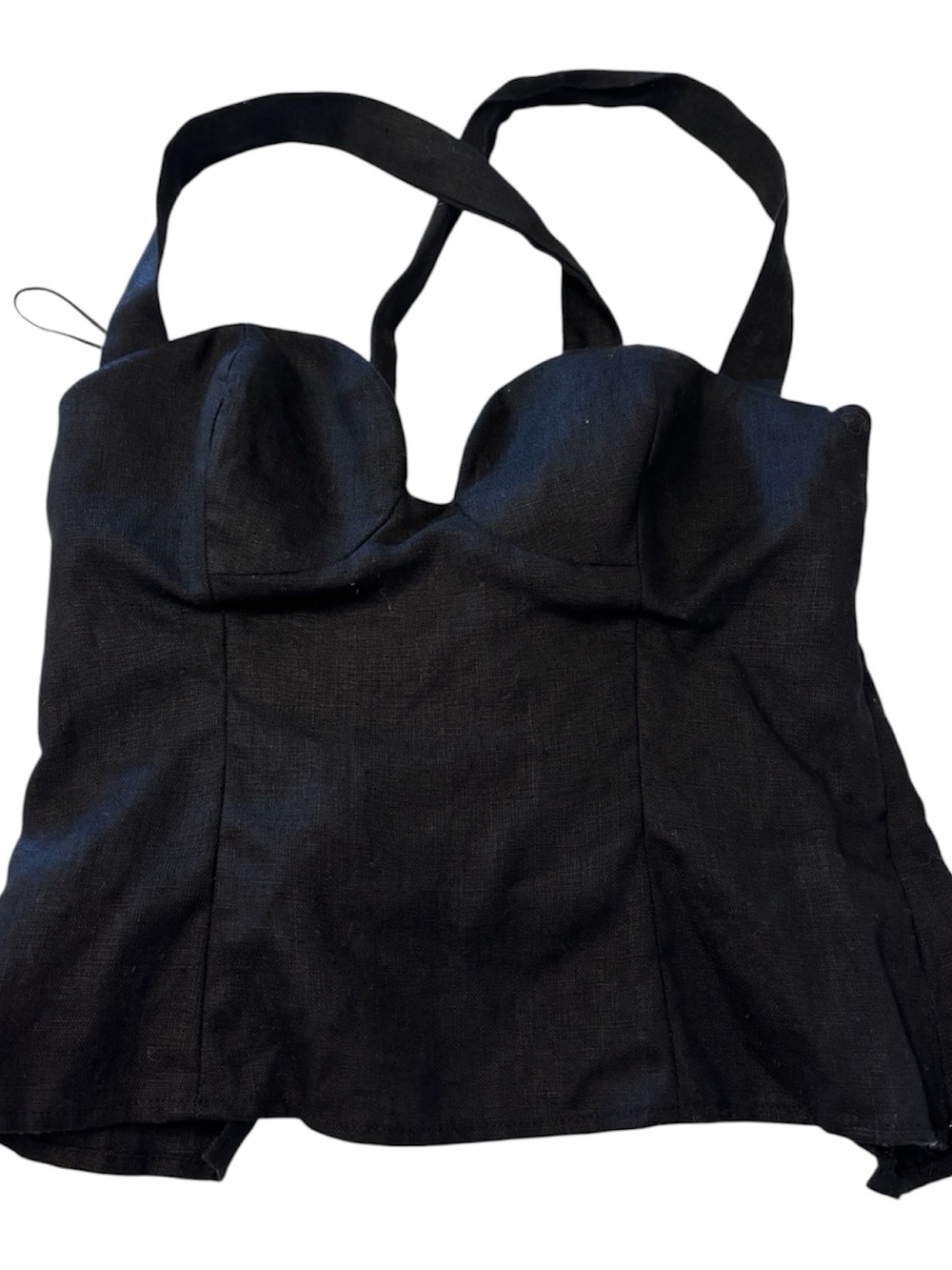 Reformation Nola Linen Side Zip Black Top Women’s Size 6